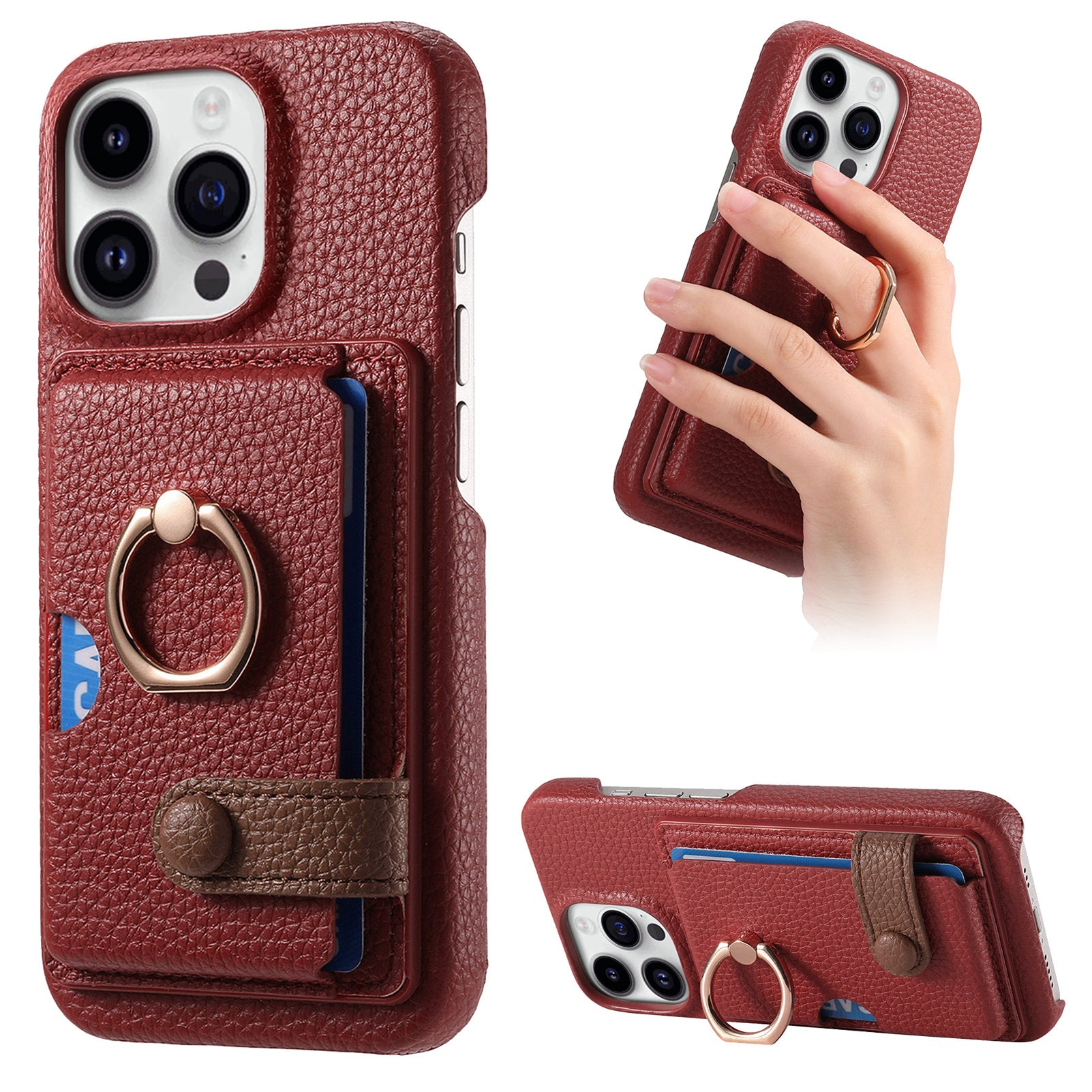 Y2 For iPhone 13 Pro Case Card Slot PU+PC+TPU Phone Cover with Kickstand Y2 For iPhone 13 Pro Case Card Slot PU+PC+TPU Phone Cover with Kickstand